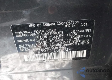 2025 Subaru Forester Limited из США, поврежденный, VIN JF2SLDRC4SH527436